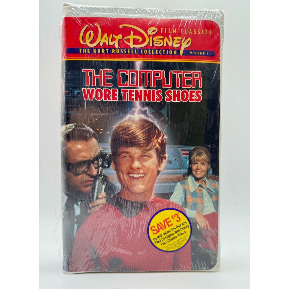 Disney The Computer Wore Tennis Shoes VHS New Sealed Kurt Russell 1990 Vintage